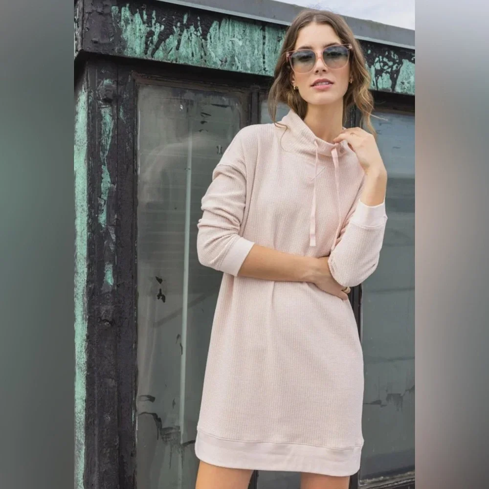 LILLA P 3/4 SLEEVE MOCK NECK DRESS - Picture 1 of 9